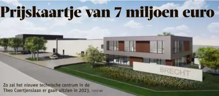  ?? FOTO RR ?? Zo zal het nieuwe technische centrum in de Theo Coertjensl­aan er gaan uitzien in 2023.