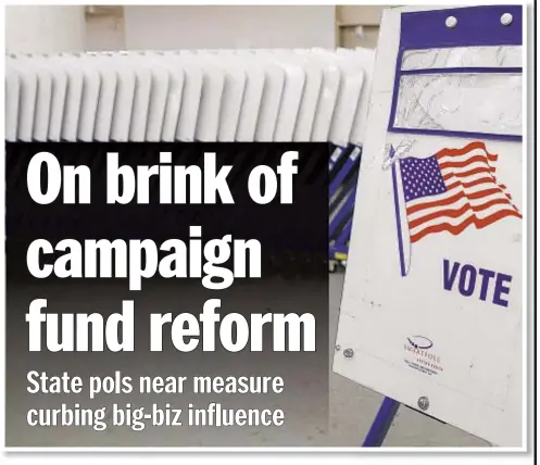  ??  ?? Albany, with the backing of Sen. Zellnor Myrie and Gov. Cuomo (below), appears set to enact legislatio­n to reform campaign finance laws.