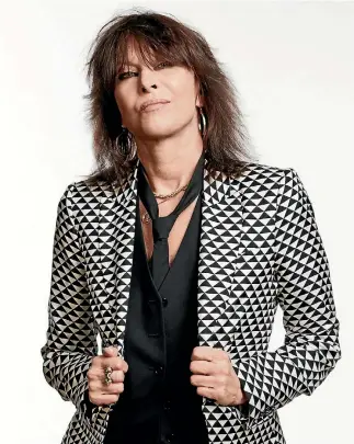  ??  ?? ‘‘None of us live very healthy lifestyles in rock’n’roll, that’s 100 per cent certain,’’ admits Chrissy Hynde.