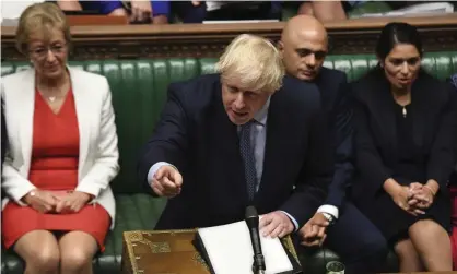  ?? Photograph: Jessica Taylor/AP ?? ‘The government seems intent on whipping up dissent by using highly emotional and evocative language that can only fuel grievances against parliament and the law.’ Boris Johnson in parliament on Wednesday.