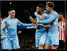  ?? ?? Season to remember: Brentford marked their first Premier League campaign with away wins at (l-r) Wolves, Watford, in which Norgaard scored, West Ham and Chelsea but felt ‘helpless’ as they went down at City