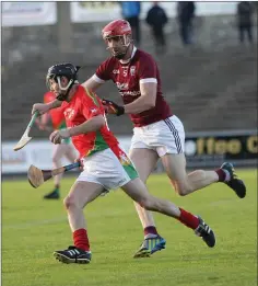  ??  ?? Mossy Mahon of Rapparees in action against Daithi Waters of St Martin’s during the SHC clash at Innovate Wexford Park.