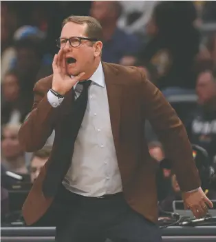  ?? MATTHEW STOCKMAN/GETTY IMAGES FILES ?? Raptors head coach Nick Nurse says he hopes his emails manage to get the message across to his players while also making them smile.