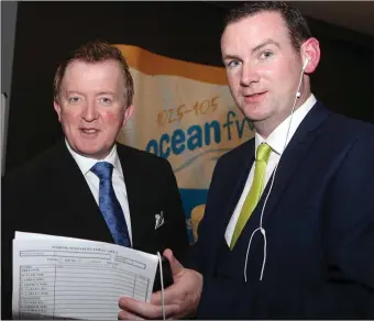  ??  ?? John Perry (left) and Thomas Walsh were on the same team at the 2016 General Election count in the Clayton Hotel but will now be political foes.