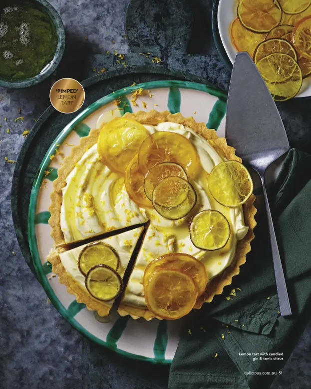  ?? ?? Lemon tart with candied gin & tonic citrus