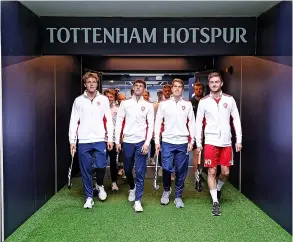  ?? PICTURE: Alex Morton/getty Images for England Hockey ?? Stuart Rushmere (third left) at the Tottenham Hotspur Stadium for the 2026 World Cup Back The Bid event