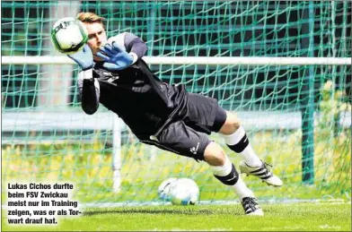  ??  ?? Lukas Cichos durfte beim FSV Zwickau meist nur im Training zeigen, was er als Torwart drauf hat.