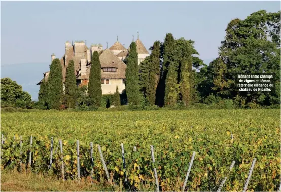  ??  ?? Trônant entre champs de vignes et Léman, l’éternelle élégance du château de Ripaille.