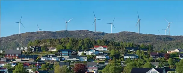  ?? ?? Arealkreve­nde Midtfjelle­t vindpark i Fitjar på Stord i Vestland fylke.