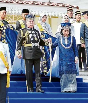  ?? — Bernama ?? Sultan Ibrahim and Raja Zarith Sofiah descending the grand staircase at Istana Besar in Johor following their coronation on March 23, 2015.