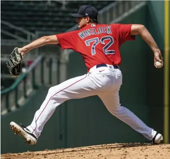  ?? CoUrtesy BiLLie Weiss / BostoN reD sox; Left, aP ?? ‘EXCITING AND FUN’: Red Sox righty Garrett Whitlock throws during the third inning of Tuesday’s Grapefruit League game against the Rays at JetBlue Park in Fort Myers. At left, Bobby Dalbec runs the bases during Sunday’s game against the Twins.