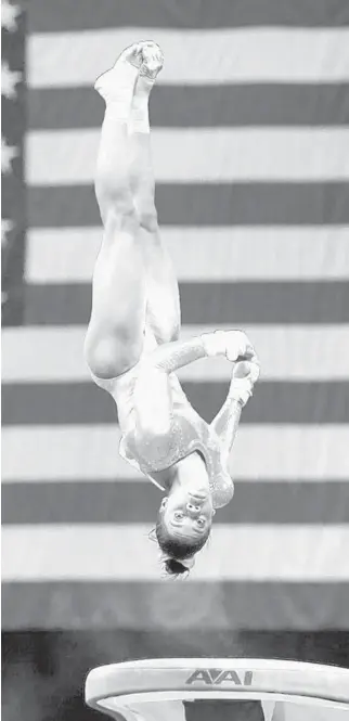  ?? AP ?? Gabby Douglas, above, was an inspiratio­n to sophomore Ciara Ward, one of two active Black gymnasts on Pitt.