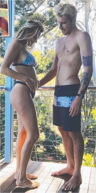  ?? Picture: INSTAGRAM ?? Profession­al surfers Jack Freestone and Alana Blanchard are becoming parents.