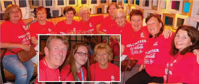  ??  ?? DAWN ladies who were Fleadh volunteers. Inset: John and Teresa McMahon with young volunteer. Pic: Sylwester Production­s.