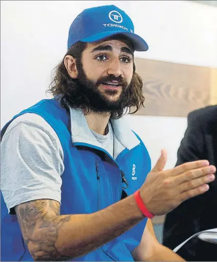  ?? FOTO: EFE ?? Ricky Rubio durante la rueda de prensa de ayer en Madrid. El base catalán llega en buena forma al inicio de temporada