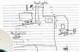  ??  ?? The sketch Alan James Harris, below, drew for police, showing how he broke into the Palmerston North station.