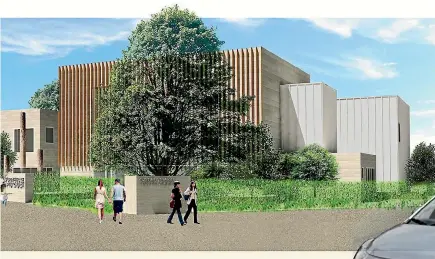  ??  ?? An artist’s impression of the frontage of the new Oxford Baptist Church to be built in central Christchur­ch.