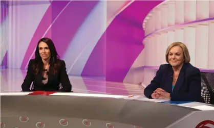  ?? Photograph: Phil Walter/Getty ?? Jacinda Ardern and the National party leader, Judith Collins, take part in the TVNZ final leaders’ debate.