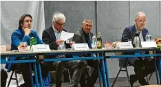  ?? Foto: Christian Erhard ?? Die Jury mit (von links) Rick Peperkamp, Stephan Ametsbichl­er, Rainer Schollenbe­rger und Elmar Vögel hatte bei den Wertungssp­ielen in Landsberg alles im Blick.