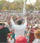  ??  ?? En un primer acto en Acapulco, Mario Delgado dijo que el pueblo decidió por Evelyn Salgado.