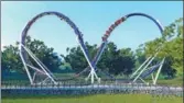  ?? PHOTO PROVIDED VIA ASSOCIATED PRESS ?? This rendering provided by Skyline Attraction­s shows Skywarp, a roller coaster that features two cars speeding around each other on double loops.