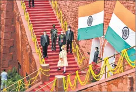  ??  ?? Prime Minister Narendra Modi after addressing the nation during the 73rd Independen­ce Day celebratio­ns, at Red Fort in New Delhi on August 15, 2020.