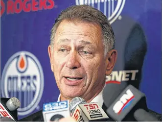  ?? IAN KUCERAK • POSTMEDIA ?? Ken Holland, general manager and president of hockey operations, during a news conference at Rogers Place in Edmonton on Sept. 18, 2019.