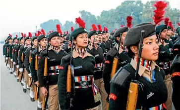  ?? GETTY IMAGES ?? Indian soldiers march in preparatio­n for the Republic Day parade in New Delhi.