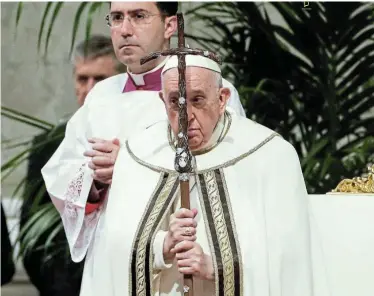  ?? Photograph: REMO CASILLI/ REUTERS ?? HOLY WEEK: Pope Francis presides over the Chrism Mass in St Peter’s Basilica at the Vatican on Thursday, ahead of a weekend of Easter celebratio­ns