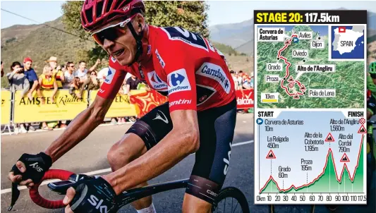  ?? GETTY IMAGES ?? Uphill battle: Froome pushes through the pain barrier in Spain and this weekend has a chance to join the greats