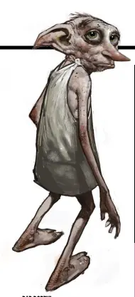  ??  ?? Bad dobb y! One of the many enduring characters of the Harry Potter franchise, Dobby (voiced in the films by Toby Jones) shows off a gentler side to Rob’s concept art.