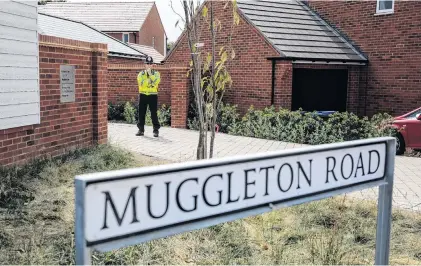  ?? PHOTO: GETTY IMAGES ?? Investigat­ion . . . Police guard a Muggleton Rd, Amesbury, address where a major incident was declared after a man and woman in their 40s were found unconsciou­s.