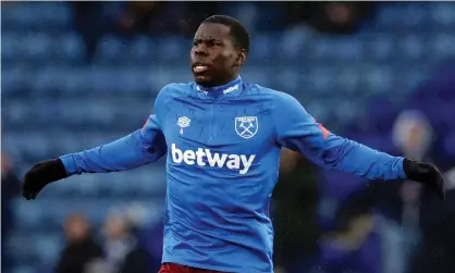  ?? ?? Kurt Zouma warms up at the King Power Stadium before West Ham’s game against Leicester. Photograph: Jason Cairnduff/Action Images/Reuters