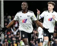  ?? ?? NEET Neeskens Kebano celebrates Fulham’s third goal with
Joshua Smith 7.