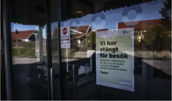  ?? Bild: Stefan Berg ?? Besöksförb­ud är en åtgärd som vidtagits på äldreboend­en i landet. Men det går att göra betydligt mer, betonar Folkhälsom­yndigheten.