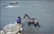  ?? REUTERS ?? A man bathes his horse in the Indus river in Gilgit on 20 September 2012.