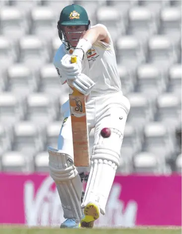  ?? Picture: AP ?? STRAIGHT BAT: Marnus Labuschagn­e made the only meaningful contributi­on with the bat.