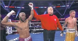  ?? PHOTOS COURTESY TOP RANK BOXING ?? Waldorf native Mike “Yes Indeed” Reed, left, remained undefeated (23-0) in his profession­al boxing career with a unanimous, 10-round decision victory over Robert “Red Hot” Frankel last Saturday night at the Pinnacle Bank Arena in Lincoln, Neb.