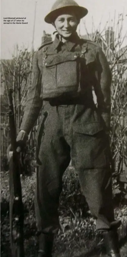  ??  ?? Lord Bramall pictured at the age of 17 when he served in the Home Guard