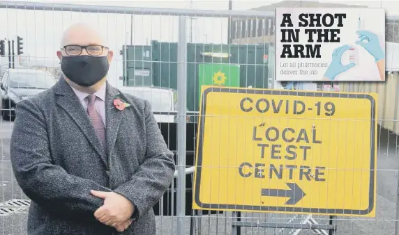  ??  ?? Sunderland City Council leader Cllr Graeme Miller during a visit to a coronaviru­s testing centre in Corporatio­n Road, Hendon, Sunderland, late last year.