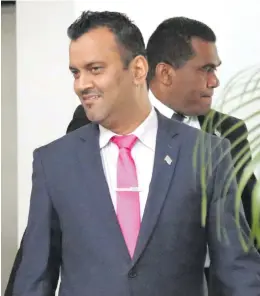  ?? Photo: Kelera Sovasiga ?? Assistant Minister for Employment, Productivi­ty and Industrial Relations, Alvick Maharaj outside of Parliament on August 31, 2020.