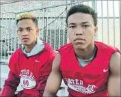  ?? Eric Sondheimer Los Angeles Times ?? MATER DEI is where Osiris, left, and Amon-ra St. Brown play after transferri­ng from Servite.