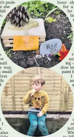  ??  ?? Garden life: Top, Lilah’s
snail grave and Indy enjoying a quiet moment
in the garden