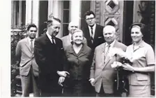  ?? COURTESY OF SHERRY THOMPSON ?? Llewellyn Thompson Jr. and his wife Jane on a visit to Nikita Khrushchev’s private Dacha in 1962 (front row left to right, Llewellyn Thompson, Nina Petrovna Khrushchev, Nikita Khrushchev and Jane Thompson). Thompson was known for his special...