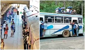  ?? Pix by Indika Handuwala and Upendra Jayathunga ?? There are fewer and fewer buses and trains. On Friday, 22 trains had been halted.