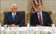  ?? AP FILE ?? Nick Ayers (right), chief of staff for Vice President Mike Pence, turned down the opportunit­y to fill the same role for President Donald Trump. Ayers is leaving his job with Pence by the end of the year.
