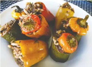  ?? EZRa SOIFERMAN ?? Ercan’s dolma — sweet peppers and zucchini stuffed with rice, tomato, onion, garlic and herbs.