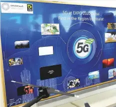  ?? Pankaj Sharma/Gulf News Archives ?? A screen showing 5G’s linkages during a press conference where it was announced that Expo 2020 Dubai will be the first commercial customer to access 5G services in the Middle East, Africa and south Asia, courtesy of etisalat.