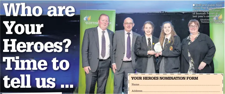  ?? Staff and pupils from Christ The King school with Stephen Stewart of Scottish Power at last year’s ceremony GRAHAM MORETON/ Tarleton Photograph­y Name ......................................................................................................... ??