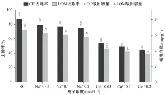  ??  ?? 图 6离子浓度对吸附的影­响Fig. 6 Effect of ions on adsorption